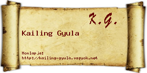 Kailing Gyula névjegykártya